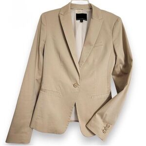 NWTs Banana Republic Tan Sateen Blazer Cotton Beige Single Button Blazer Size 14